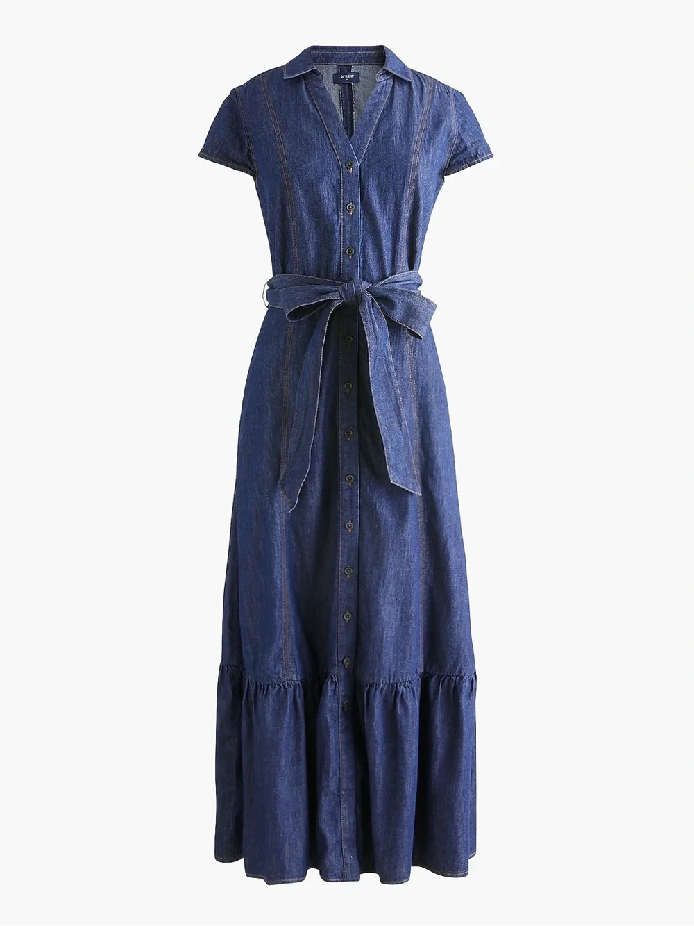NWT J.Crew Chambray Tie-Waist Button Front Maxi Shirt Dress